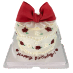 Red Bow Floral Cake