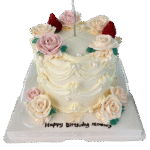 Elegant Fresh Cream Rose Cake